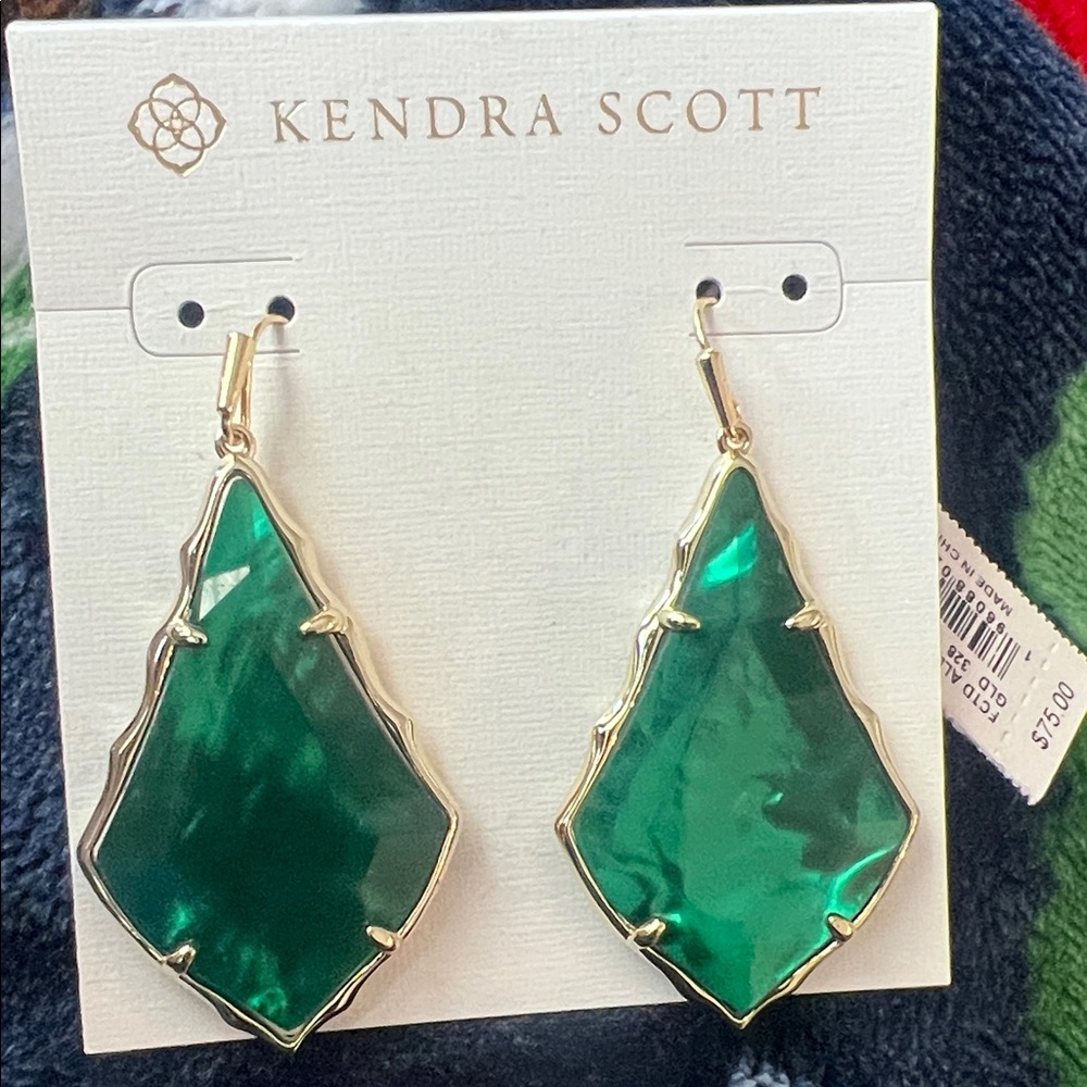 Kendra Scott Faceted Alex Emerald illusion Earrings